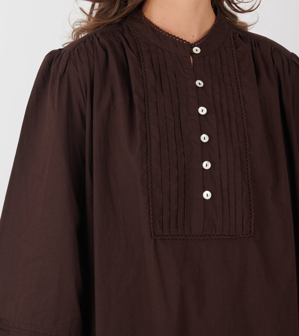 Leaf Shirtdress Dark Brown