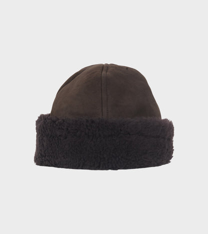 Suede Back Curly Hair Cap Chocolate