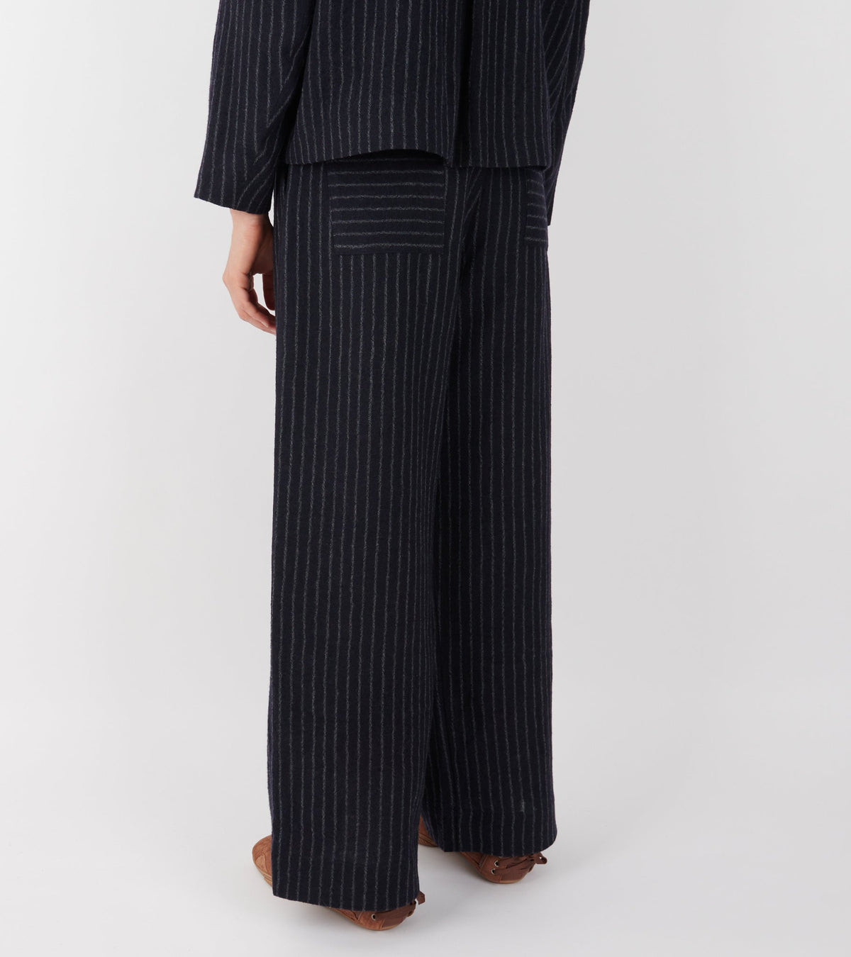 Japanese Striped Boucle Mara Trouser Navy/Grey