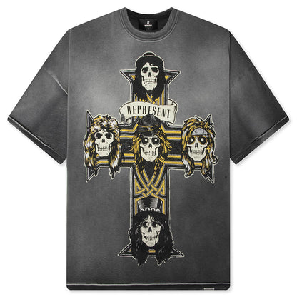 Represent x Guns N' Roses Cross T-Shirt - Stained Black