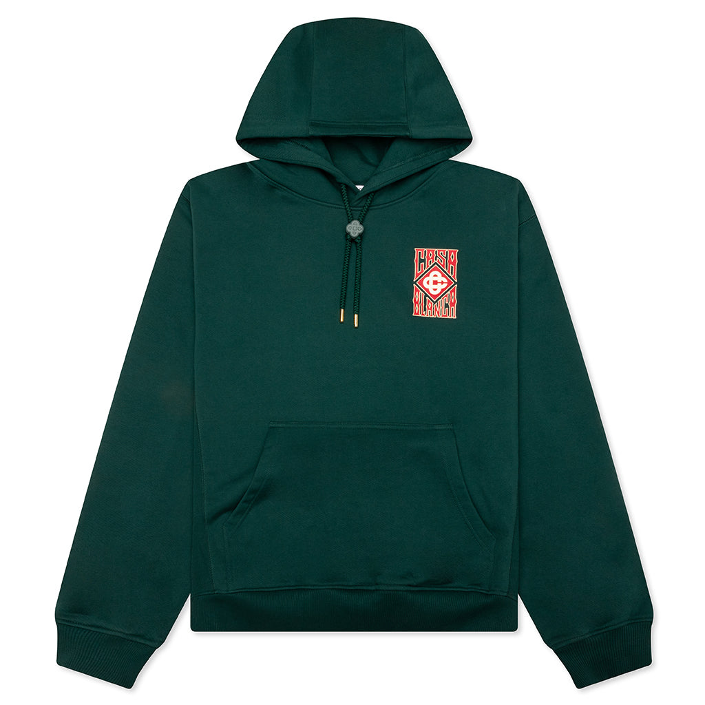 Gothic Stacked Logo Printed Hoodie - Green