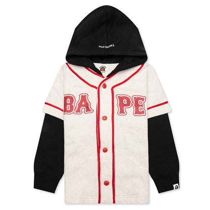Kid's Bape Logo Layered Baseball Sweatshirt - Ivory
