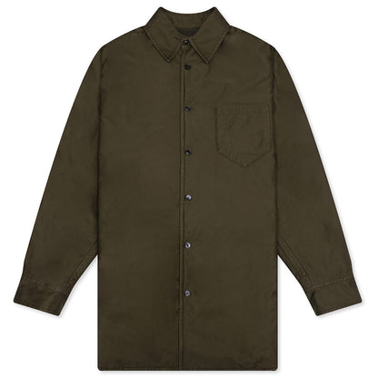 Padded Cotton Satin Shirt - Military Green