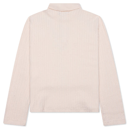 Long Sleeve Knit Polo - Bone