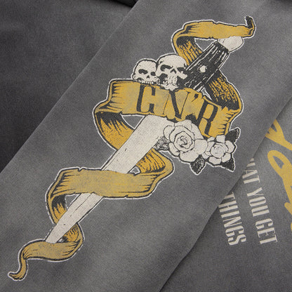 Represent x Guns N' Roses Cross Zip Through Hoodie - Stained Black