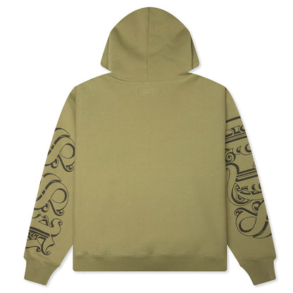 Motif Print Hoodie - Moss