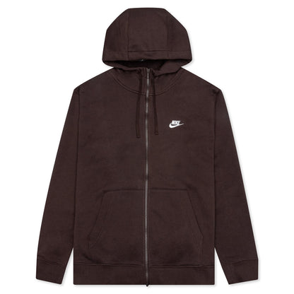 Sportswear Club Fleece Full-Zip Hoodie - Brown Basalt/Brown Basalt/White