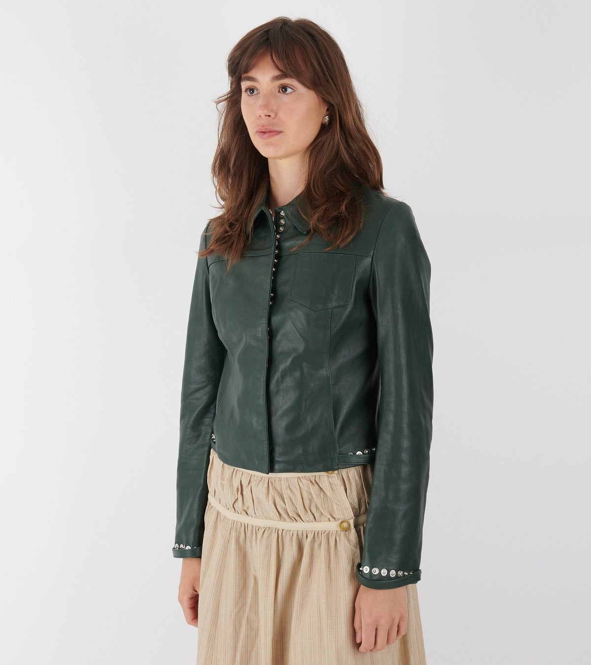 Octavia Leather Jacket Dark Green
