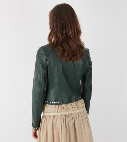 Octavia Leather Jacket Dark Green