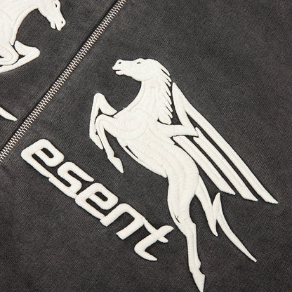 Pegasus Zip Through Hoodie - Vintage Grey