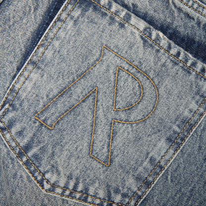 R3 Distressed Baggy Denim - Blue/Cream