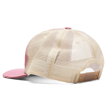 Red Striped Tobacco Trucker Hat - Red/Off White