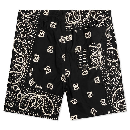 Bandana Print Swim Short - Black/White