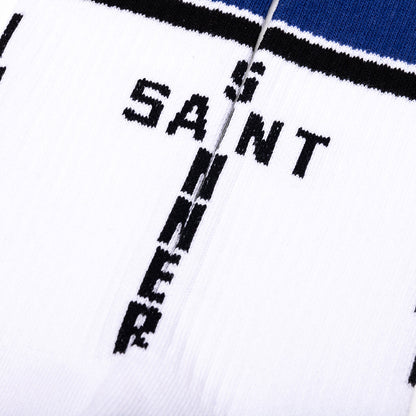 Saint Sinner Socks - White/Blue