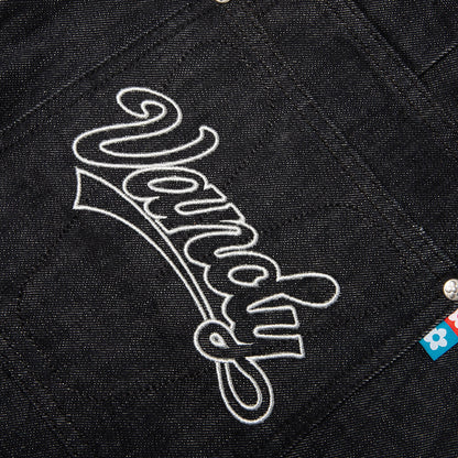 Script Logo Boxer Denim Shorts - Dark Blue
