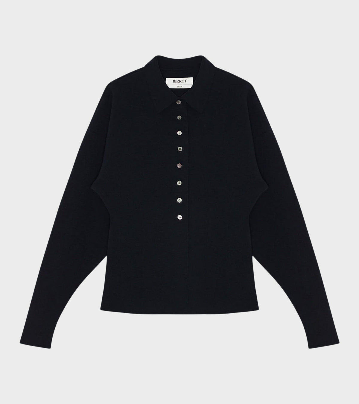 Lay3 Point Collar Cardigan Ink