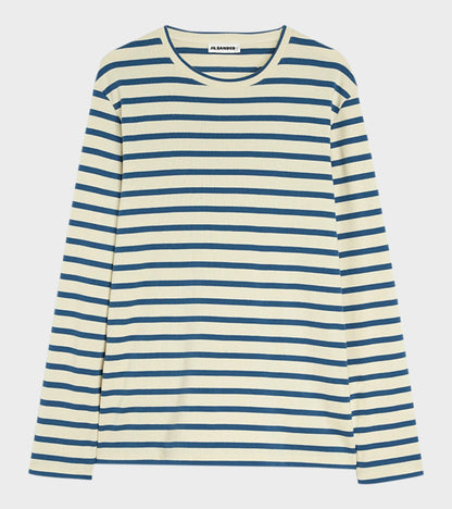 Ribbed Cotton Jersey Stripe L/S T-shirt Cornsilk