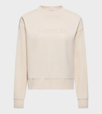 Embroidered Logo Cotton Sweatshirt White Ivory
