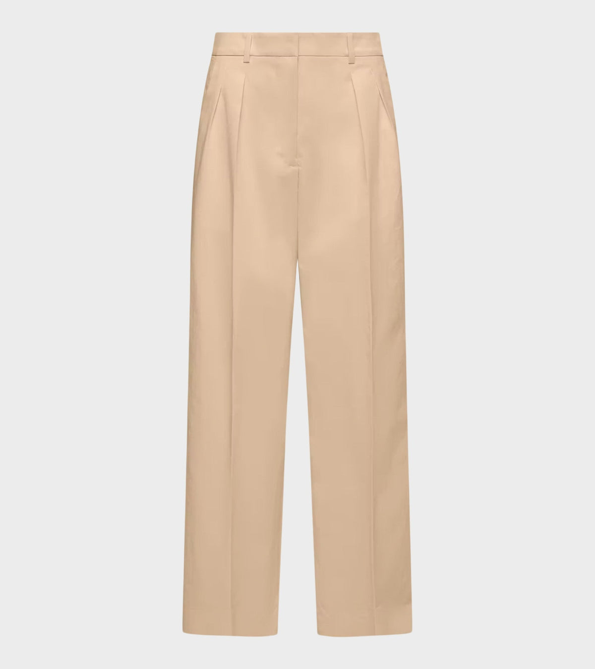 Cotton Wide-leg Tailored Trousers Beige