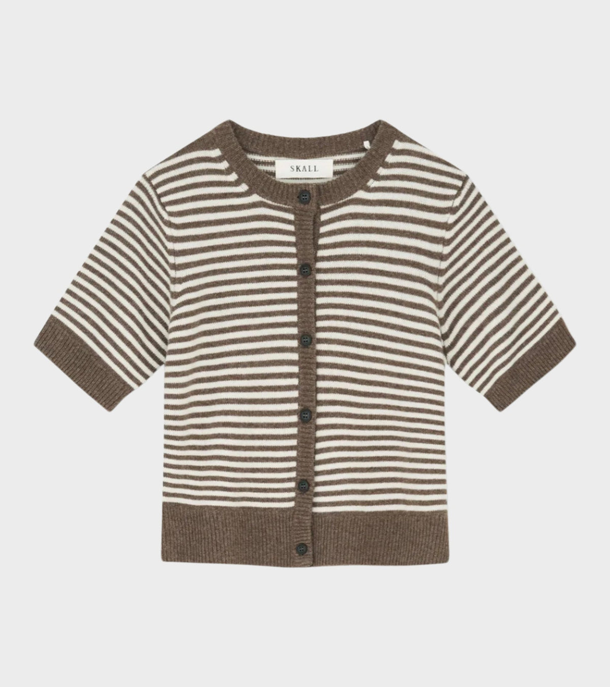 Carmine Cardigan White/Brown Melange Stripe