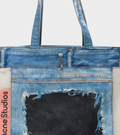 Logo Shoulder Tote Bag Mid Blue
