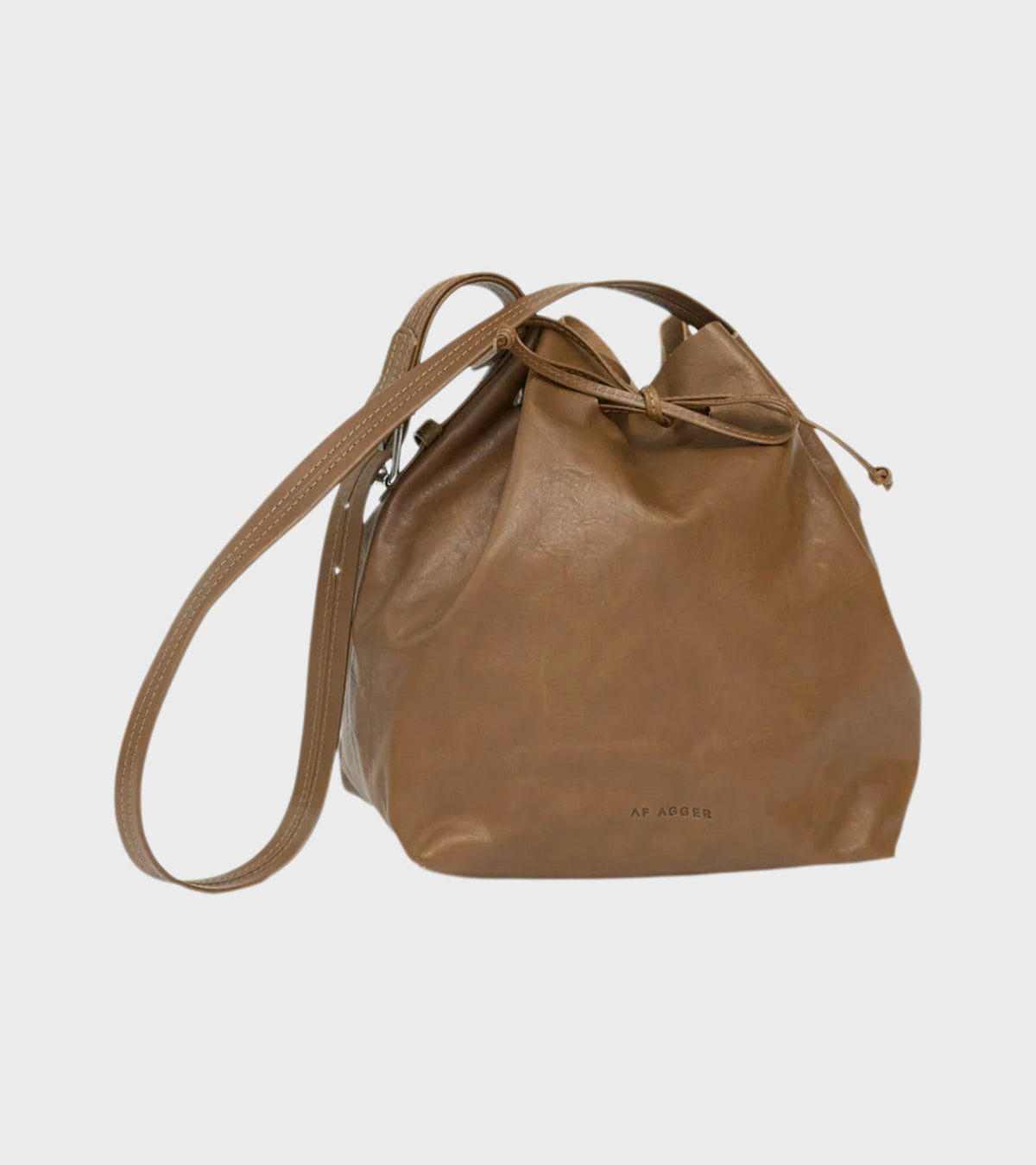 Full Grain Leather Bucket Bag Militare Brown