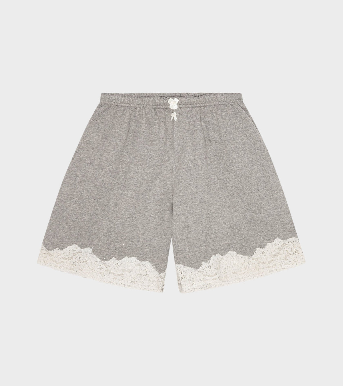 Lace Bermuda Sweat Shorts Light Grey Melange