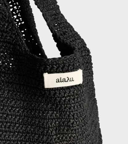 Sophia Straw Bag Medium Black