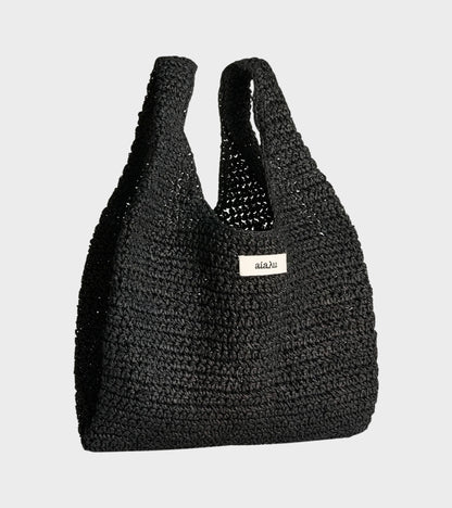 Sophia Straw Bag Small Black
