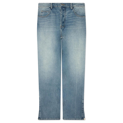Split Seam Straight Leg Jean - Light Indigo Wash