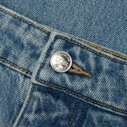 Split Seam Straight Leg Jean - Light Indigo Wash