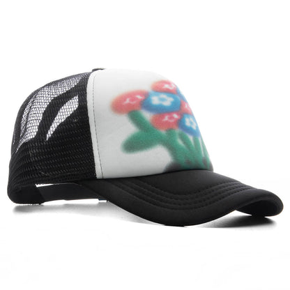 AirBrush Flower Trucker Hat - Black