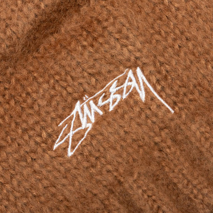Fuzzy Ribbed Beanie - Brown