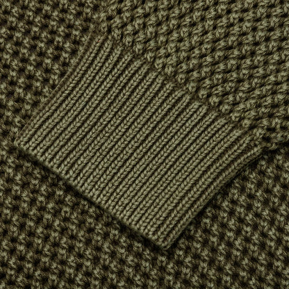 Pigment Dyed Loose Gauge Sweater - Dark Olive