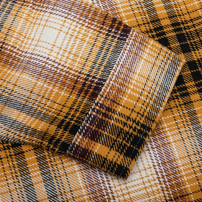 Shadow Plaid Zip L/S Shirt - Mustard