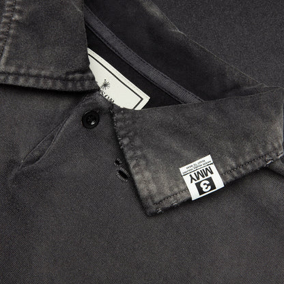 Sun Faded L/S Polo - Black