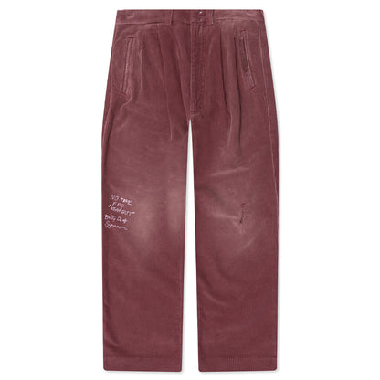 Synanon Cord Pleated Pant - Burgundy