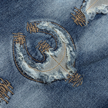 Bone Leather Denim Pants - Blue