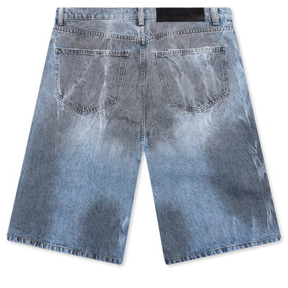 Thrashed Baggy 5 Pocket Shorts - Light Wash