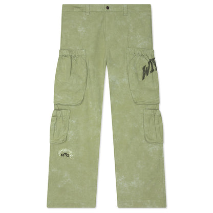 Twill Cargo Wide Leg Pant - Green