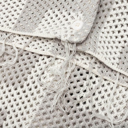 Crochet S/S Button Down - Stone