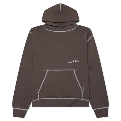 Wordmark Reverse Stitched Hoodie - Brown