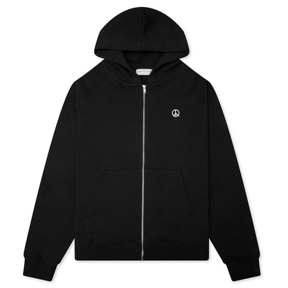 Wordmark Zip Up Hoodie - Black