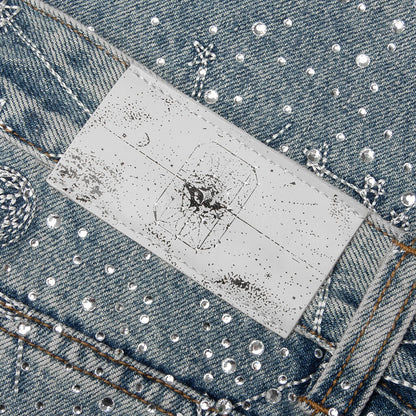 20K Zodiac Diamond Denim Pants - Blue