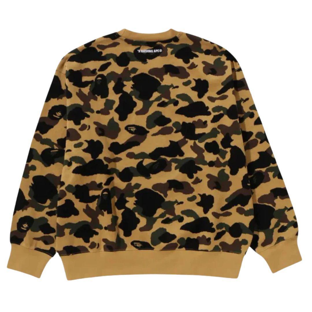 BAPE 1ST CAMO KNIT COLLEGE CREWNECK YELLOW