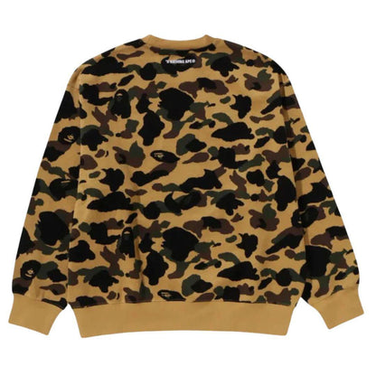 BAPE 1ST CAMO KNIT COLLEGE CREWNECK YELLOW