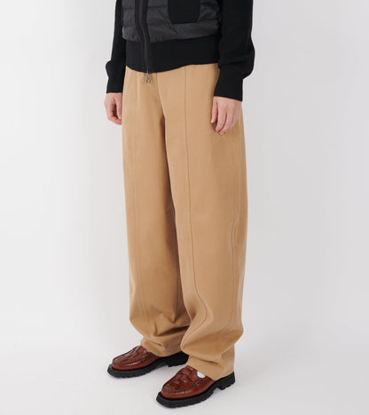 Straight Leg Cotton Trousers Beige
