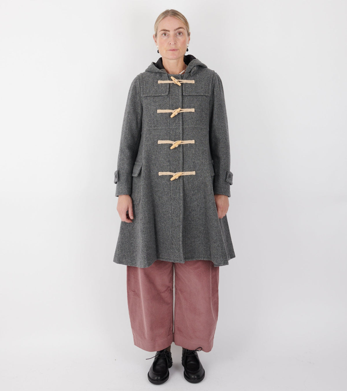 Hooded Wool Coat Grey