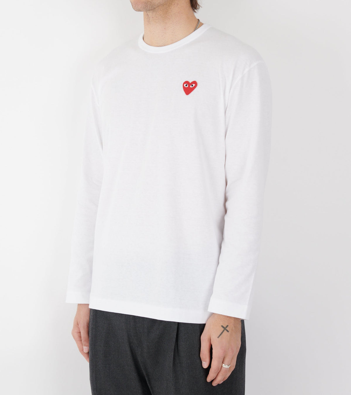 U Red Heart LS T-Shirt White