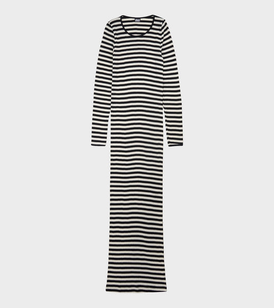 101 Long John Rib Dress Black/Ecru